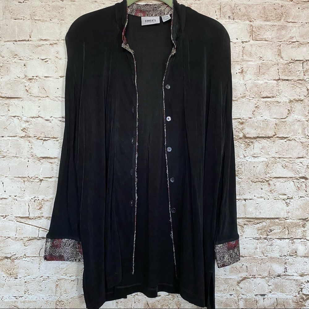 CHICO’S Travelers Sz 2 (M-L) Slinky Knit Top/Jacket